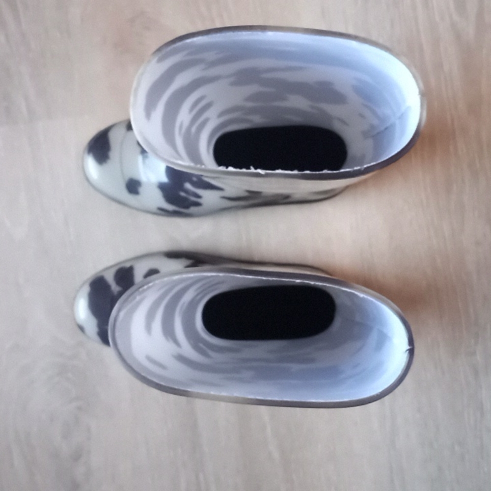 Women's Chinook Tall Rain Boots Cow Print Chunky Heel - Picture 5 of 13